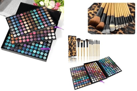 252-Colour Eye Shadow Makeup Palette & 12-Piece Leopard Brush Set