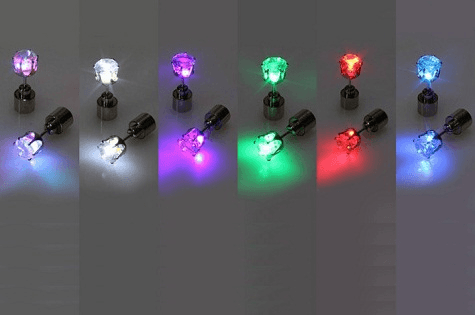 Cubic Zirconia Light Up LED Earrings