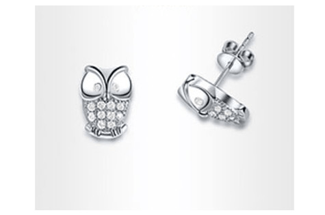 Pair of Crystal Owl Earrings