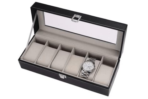 6-Slot Glass Top Watch Box