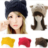 Wool Knitted Beanie with Cat Ears
