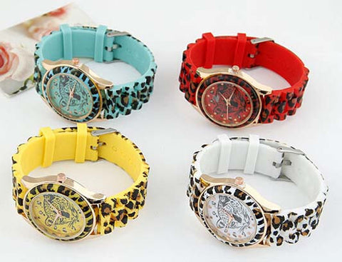 Wild Leopard Lady Candy-Colored Silicone Watch