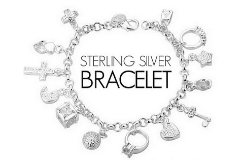 Sterling Silver Charm Bracelet with Pendants