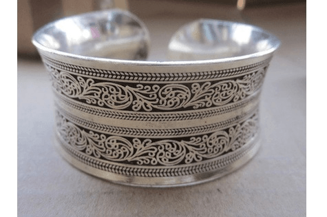 Silver-Plated Floral Cuff Bracelet