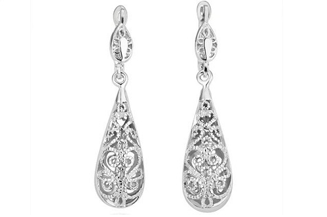 Pair of Silver-Plated Retro Drop Earrings