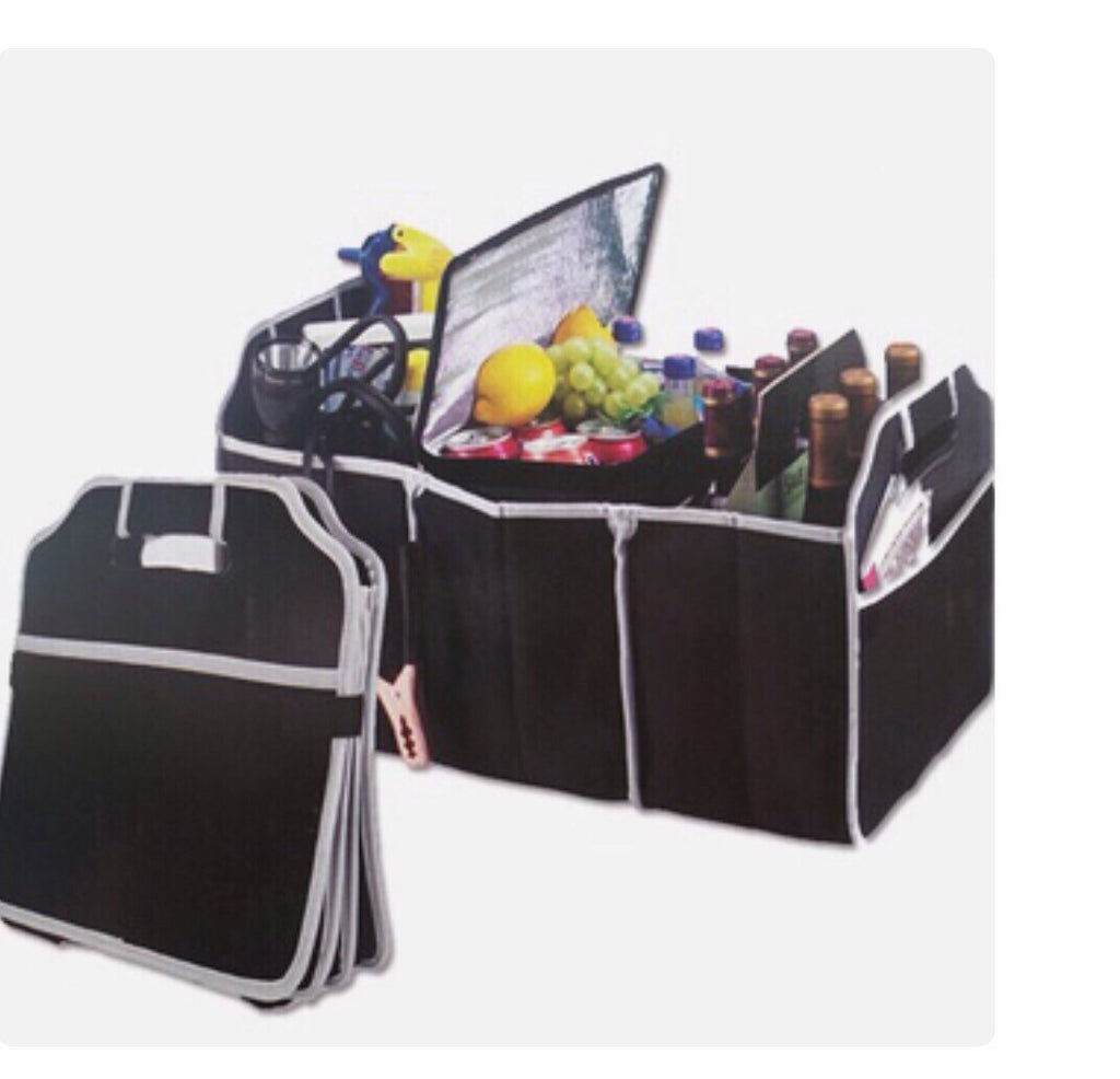 Folding Trunk Organizer with Collapsible Cooler Compartment