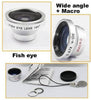3 in 1 Camera Lens Kit: Wide Angle, Macro, 180 Fish Eye Lenses
