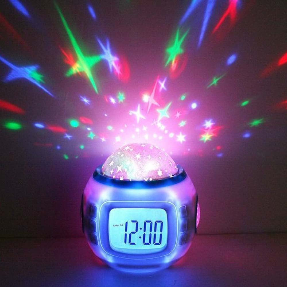 Music Starry Star Sky Projection Alarm Clock Calendar Thermometer